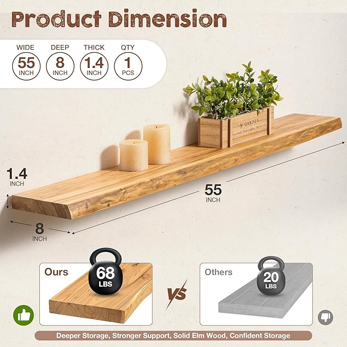 fuqing Live Edge Floating Shelves - Image 3