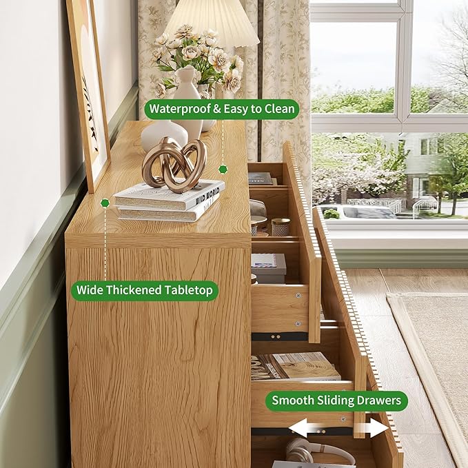 Long Dresser for Bedroom, Large Fluted Dresser - Image 7