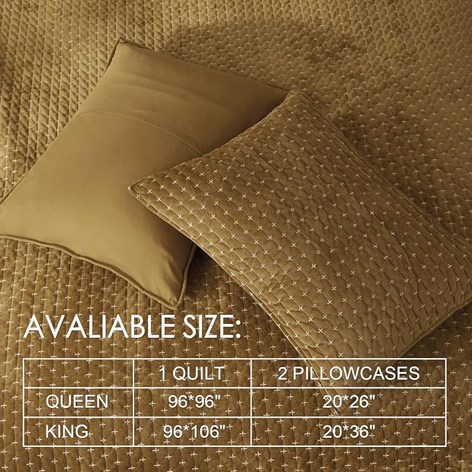 Powdion Velvet Quilt King Size, Bedspread Quilted Bedding Set, Luxurious Soft - Image 7