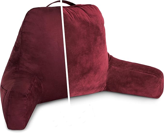 Husband Pillow Aspen Arizona Maroon, Reading Pillow Bed Rest Chair, Two-Sided by HusbandPillow