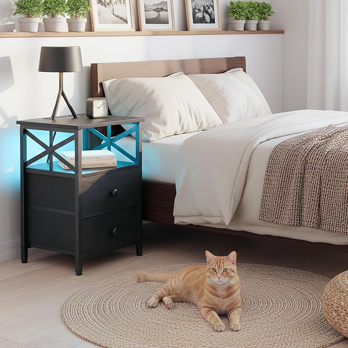AMHANCIBLE Night Stand Set 2, LED Nightstand - Image 2
