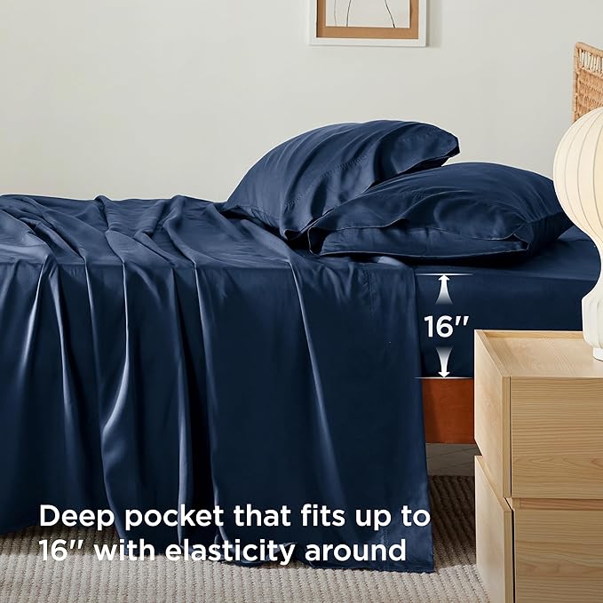 Bedsure Full Size Bed Sheets, Cooling Sheets, Rayon Derived from Bamboo - Image 4