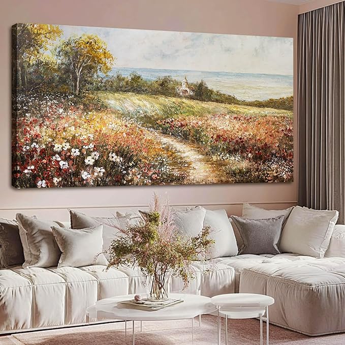 YETHEN WAL Floral Country Meadow Canvas Wall Art – Extra Large Cottage by Unknown