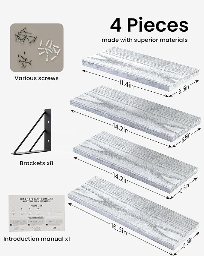 BAYKA Wall Shelves for Bedroom Decor, Floating Shelves for Living Room Kitchen - Image 4