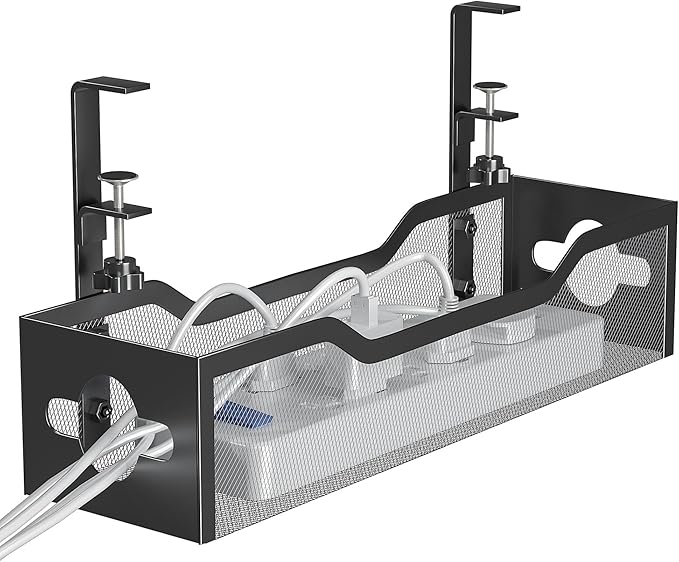 Under Desk Cable Management Tray 15.95", Quszmd Cable Organizer No Drill by CableManagement
