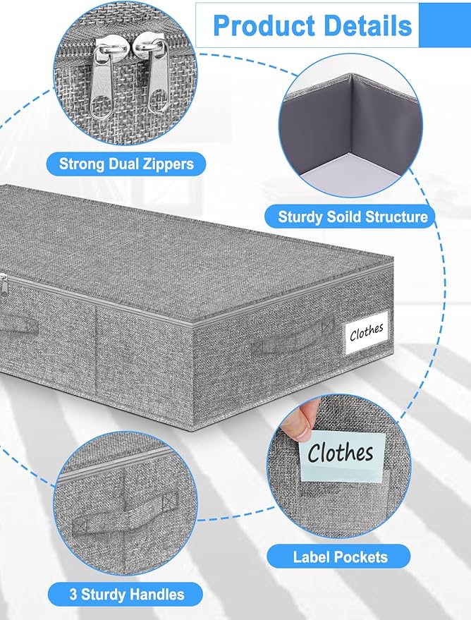 Under Bed Storage Container, Large Under-Bed Clothes Organizer - Image 7