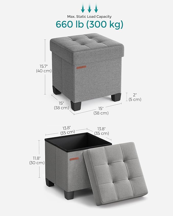 SONGMICS Storage Ottoman, Small Ottoman Foot Rest - Image 2