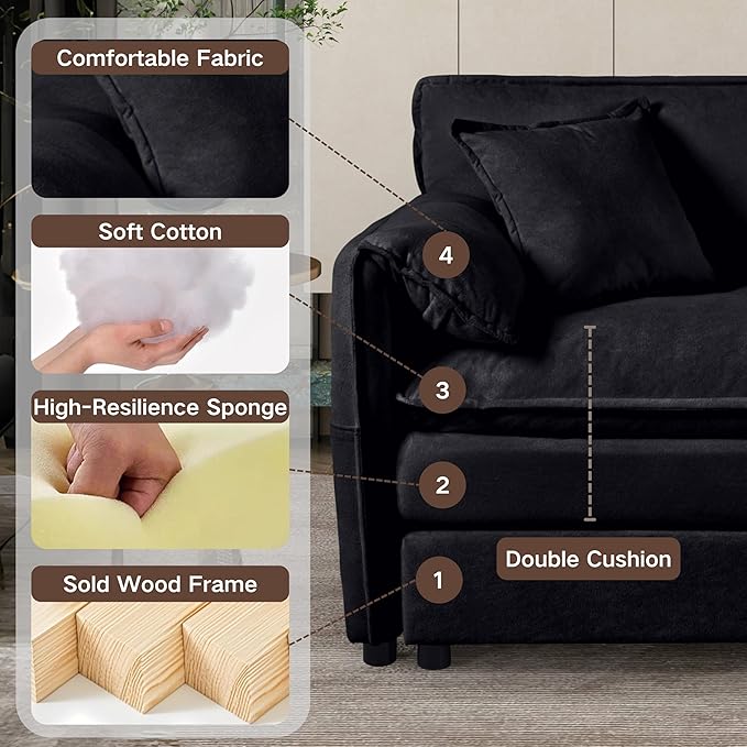 KEIKI Oversized Accent Chair Set of 2, Chenille Modern Comfy Deep Seat Large - Image 3