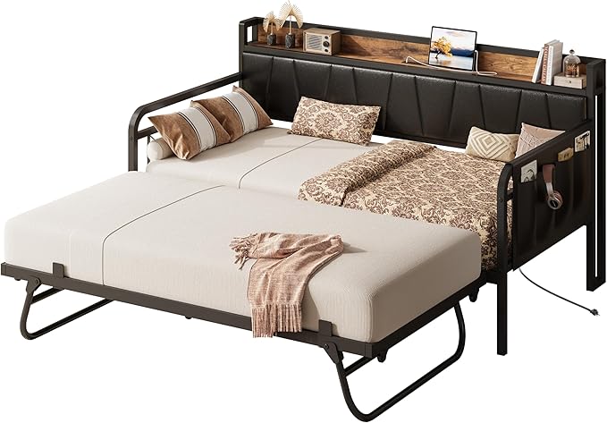 LIKIMIO Daybed with Trundle Bed, Twin XL Bed Frame with Storage Headboard and - Image 9