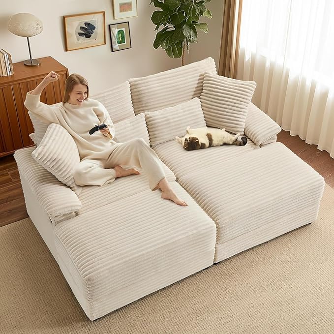 74" Double Chaise Lounge Chair Indoor, Oversized Loveseat - Image 3