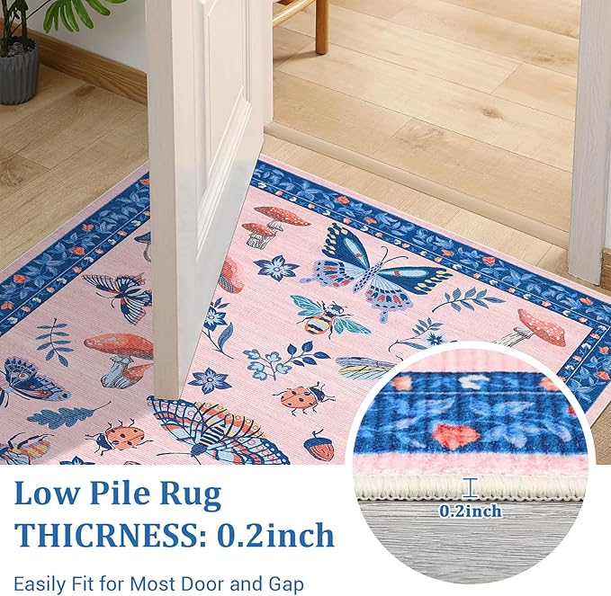 Mushroom Insect 2x6 Runner Rug for Hallway Washable Kitchen Rugs Non Slip - Image 7