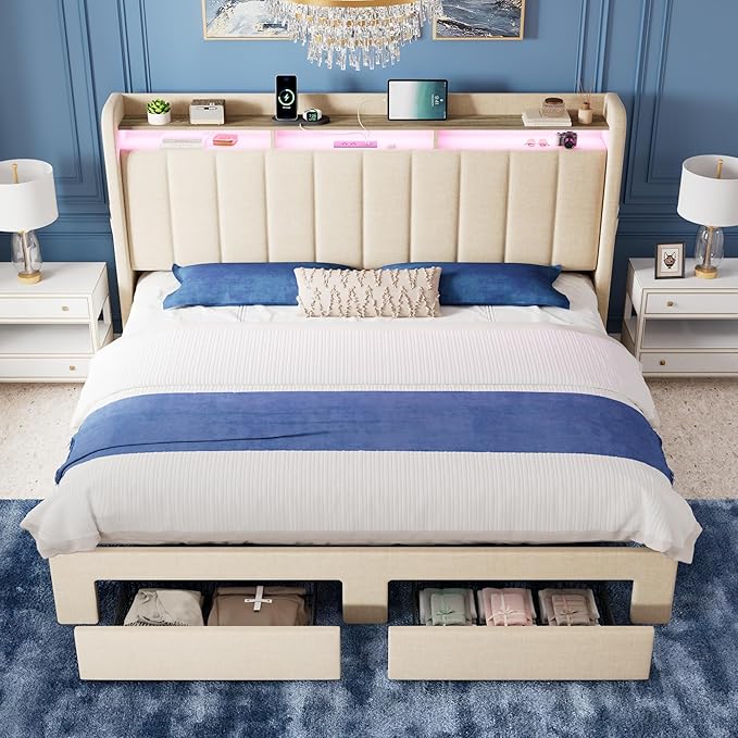 Allewie Vertical Tufted King Size Upholstered Platform Bed Frame - Image 3