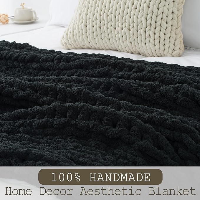 Chunky Knit Throw Blanket 60"X 80", 100% Handmade - Image 2