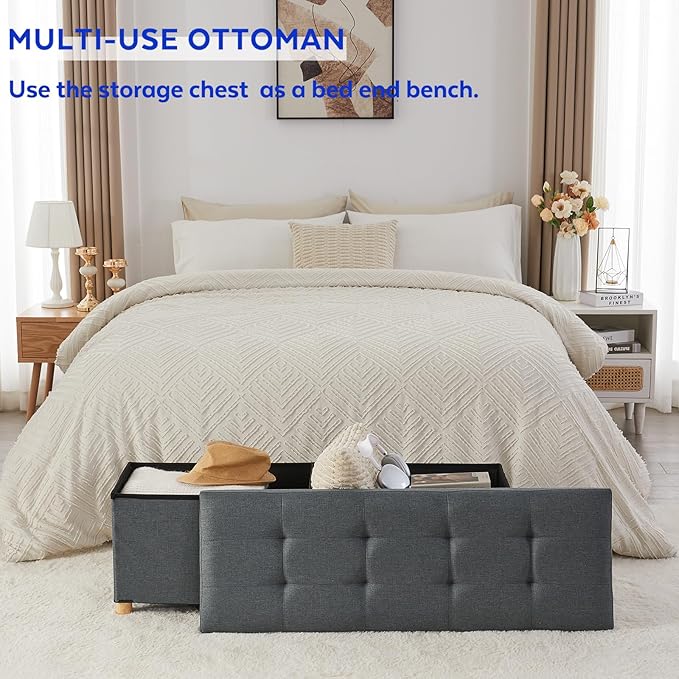 BRIAN & DANY 43 Inches Folding Storage Ottoman Bench, Ottoman - Image 7