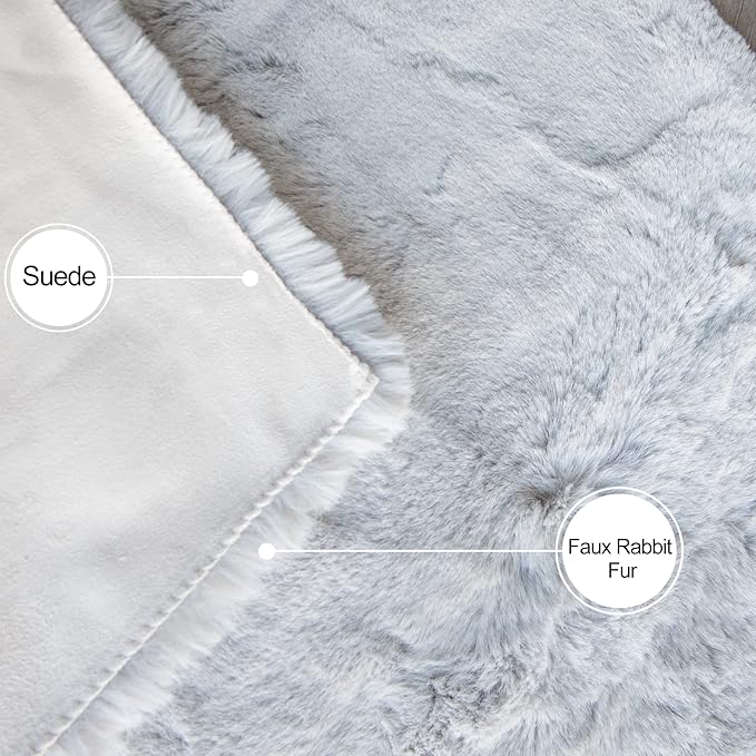 Washable Furry 5ft Round Area Rugs - Image 7