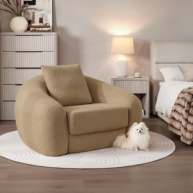 SICOTAS 49.9" Curved Convertible Sofa Couch Bed - Image 3