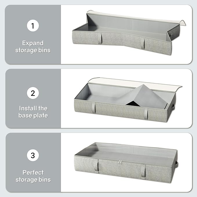 2-Pack Under Bed Storage Containers, 6 Inches Tall Underbed Clothes Storage - Image 9