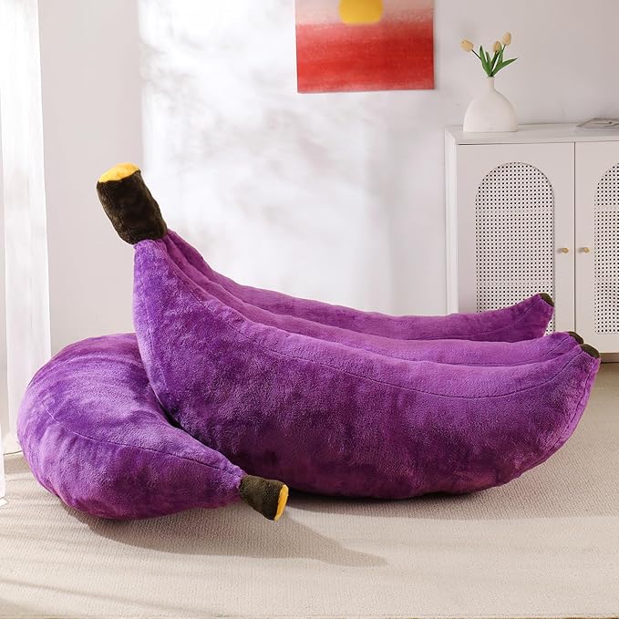 Banana Bean Bag Chair with Ottoman, Floor Sofa Bed with Footrest, Comfy - Image 7