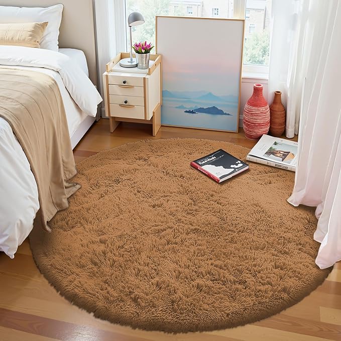 OLANLY Khaki Round Rugs for Bedroom - Image 2