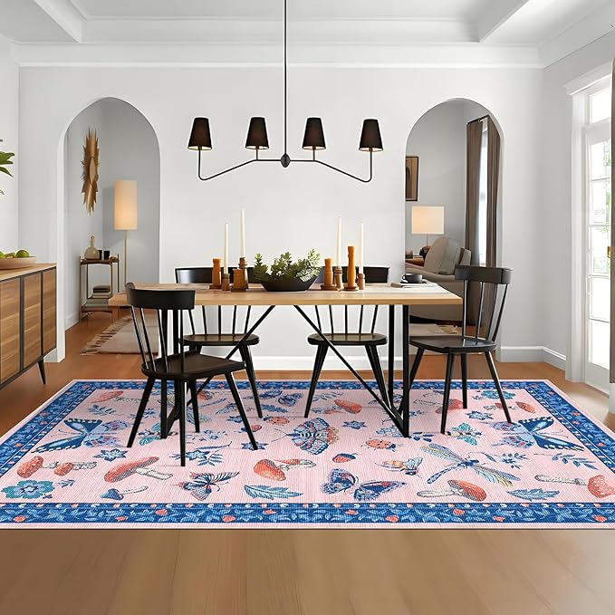 Mushroom Insect 8x10 Area Rugs, Washable Rugs - Image 3
