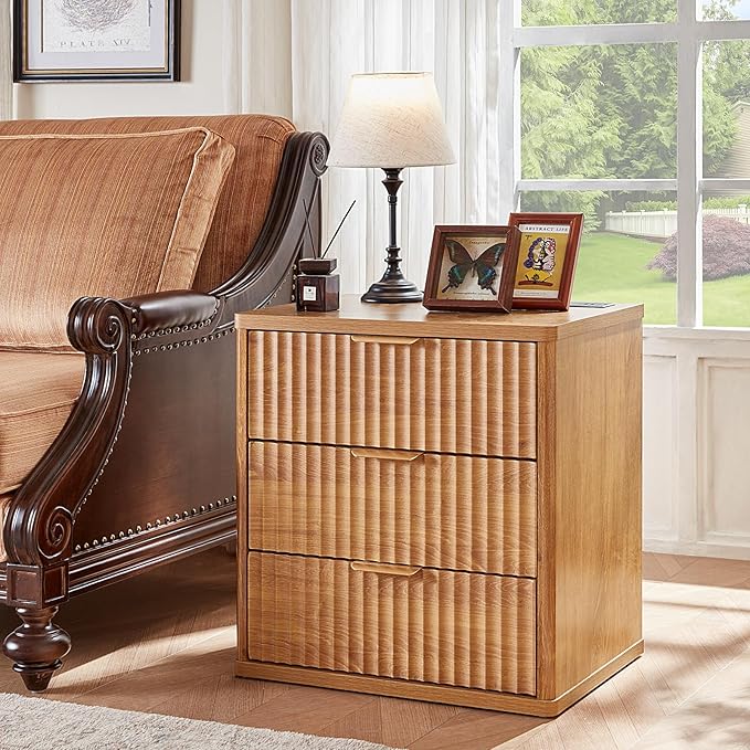 LEYAOYAO 48" Wide Fluted Dresser and 23" Nightstand Set of 2, Wooden Dresser & - Image 5