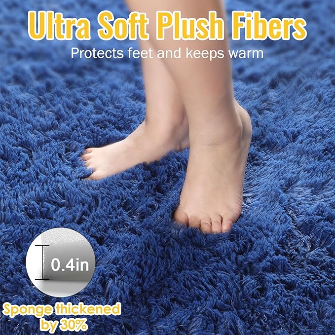 PAGISOFE Blue Rug 4x6 Ft Fluffy Shag Rugs - Image 7