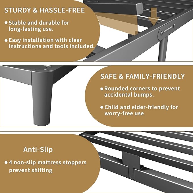 ITIMIDI 4 Inch Twin Bed Frame, Easy Assembly, Platform Bed Frames - Image 6