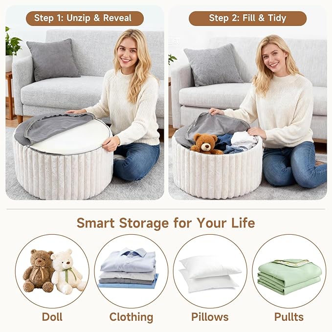 Tiita Floral Pouf Ottoman, Foot Stools Ottoman - Image 7
