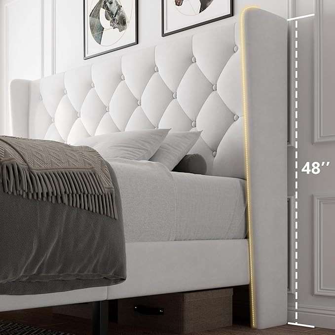 iPormis Full Size Velvet Platform Bed Frame - Image 7