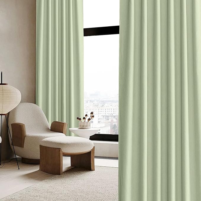 RYB HOME Sage Green Velvet Chenille Curtains 84 Inches - Image 8