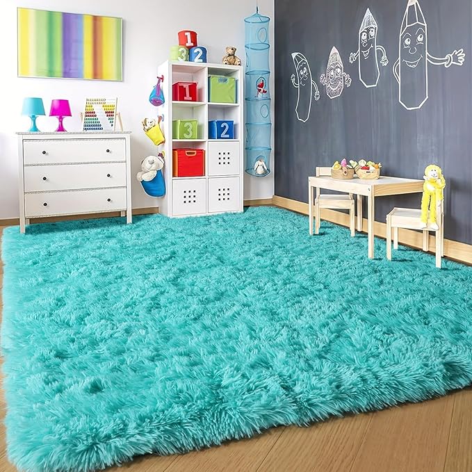 PAGISOFE Teal Rug Fluffy Shag Area Rugs - Image 7