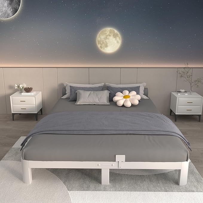 ITIMIDI 6 Inch King Size White Bed Frame - Image 5