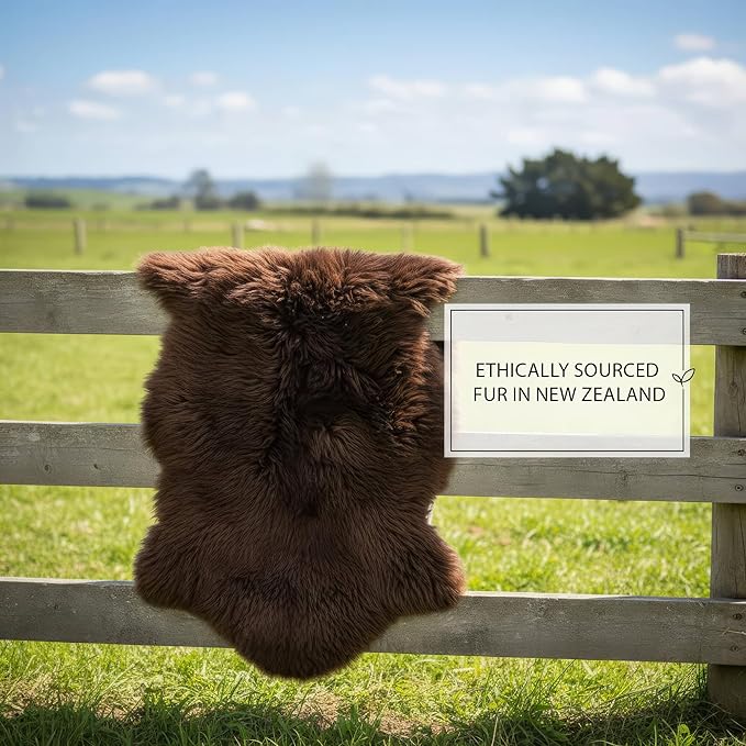 Natural & Genuine Dark Brown Sheepskin Rug, Real Fluffy Double Pelt 2x6 ft Fur - Image 8