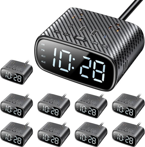 10PCS Alarm Clock with 2 USB-C, 2 USB-A Chargers Power Strip 2 Outlets by Sussex