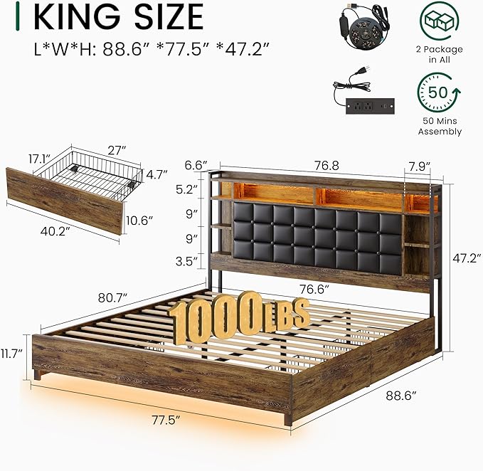 LARMACE King Size Bed Frame - Image 2
