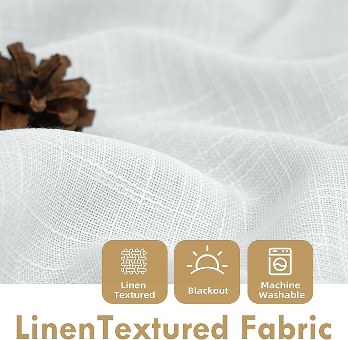 DriftAway Double Layer Linen Blackout Tie Up Curtains Thermal Insulated Fully - Image 3