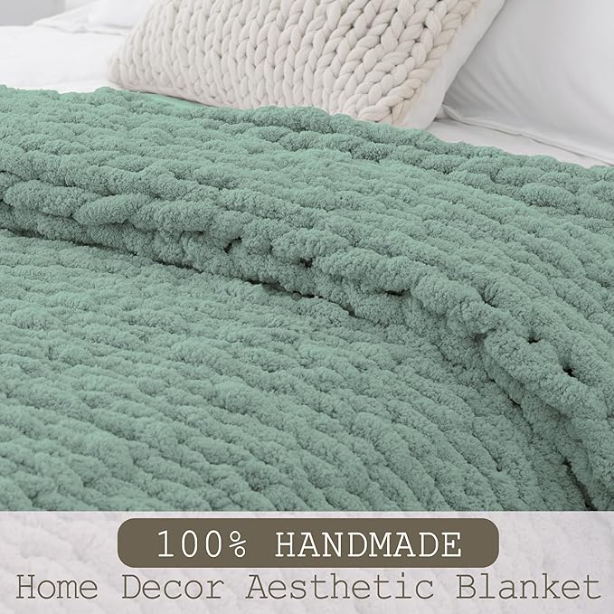 Chunky Knit Throw Blanket 50"X 60", 100% Handmade - Image 6