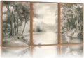 Yeehomedec Vintage Nature Landscape Framed Canvas Wall Art Set, Rustic Misty by Unknown