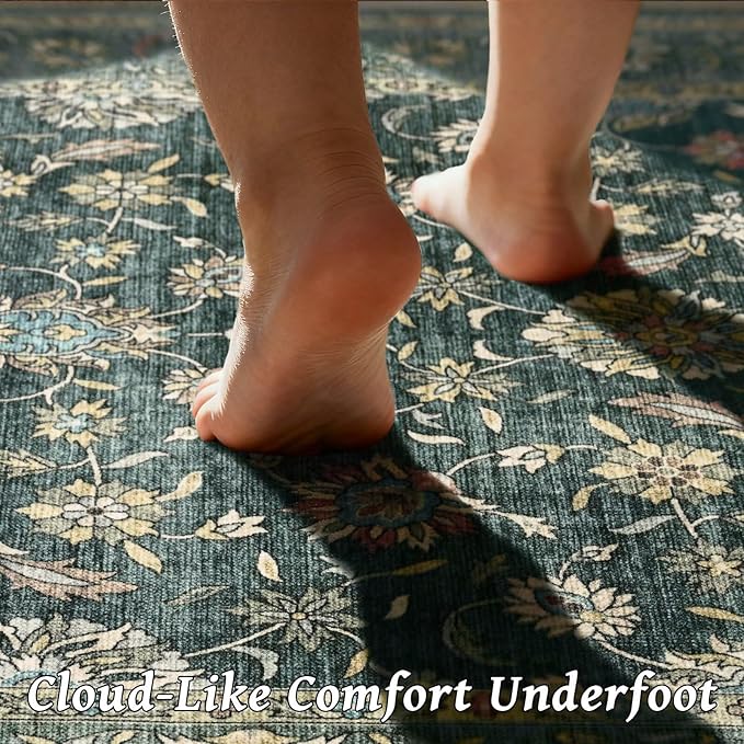 Washable 2x3 Entryway Rug, Boho Non-Slip Door Mat Vintage Distress Small Rugs - Image 4
