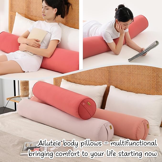 Body Pillow for Adults – Long Bolster Pillow for Bed, Round Cuddle Pillow - Image 7