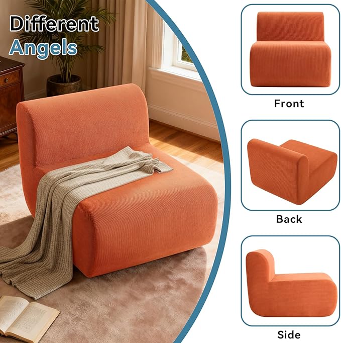 Single Boneless Chairs, Fireside Beanbag Chair Upholstered Cloud Sofa Chair - Image 5