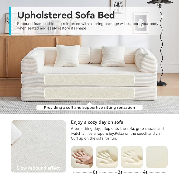 Convertible Folding Mattress Couch, 5-in-1 Futon Sofa - Image 5