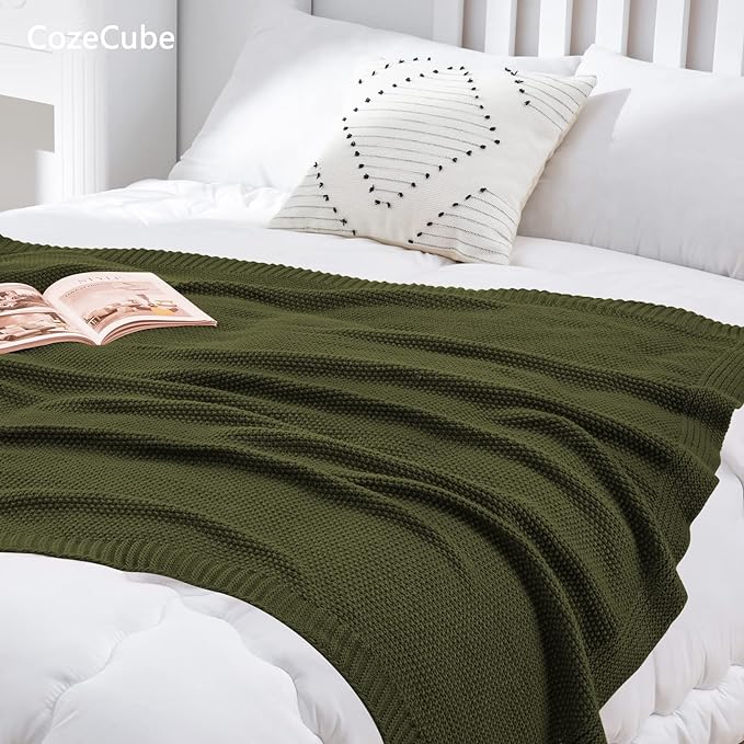 CozeCube Olive Green Throw Blanket - Image 5