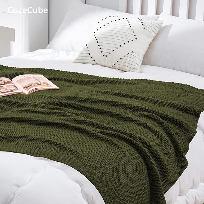CozeCube Olive Green Throw Blanket - Image 2