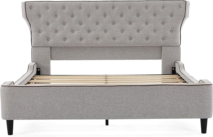Christopher Knight Home Salus Linen Upholstered Queen Size Bed Frame - Image 8