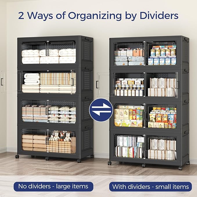 160GAL Storage Bins with Lid and Wheels, Stackable Closet Organizers and - Image 6