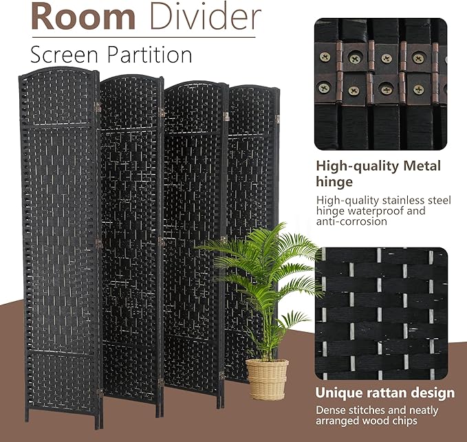 Room Divider 8 Panel Folding Privacy Divider 6 Ft Indoor Wall Divider Portable - Image 3