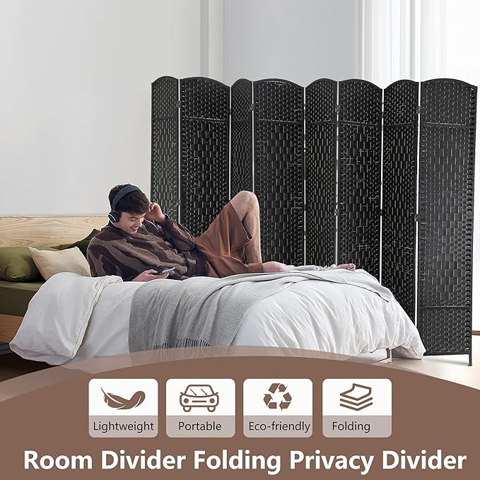 Room Divider 8 Panel Folding Privacy Divider 6 Ft Indoor Wall Divider Portable - Image 2