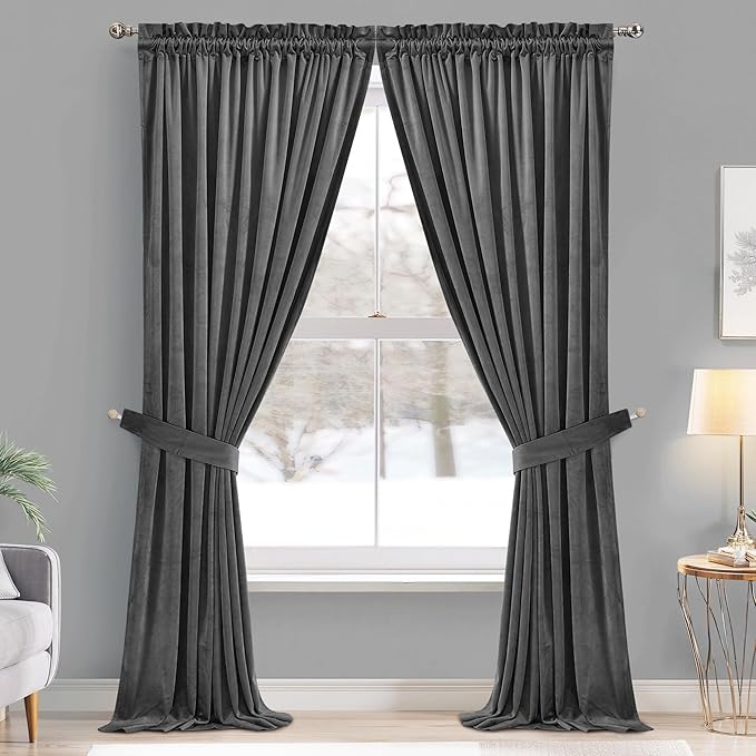 StangH Gray Velvet Curtains 96 inches - Image 2