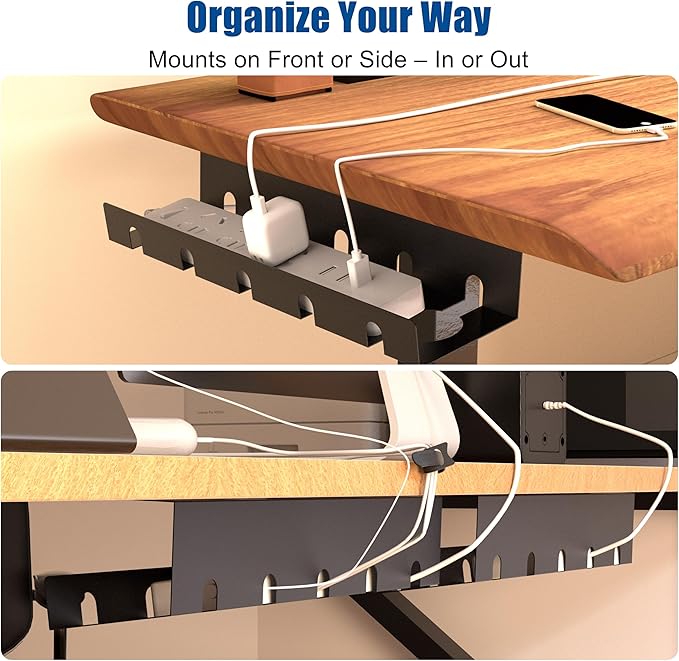 2 Pack 17" Under Desk Cable Management Tray, Metal Wire Management Standing - Image 6